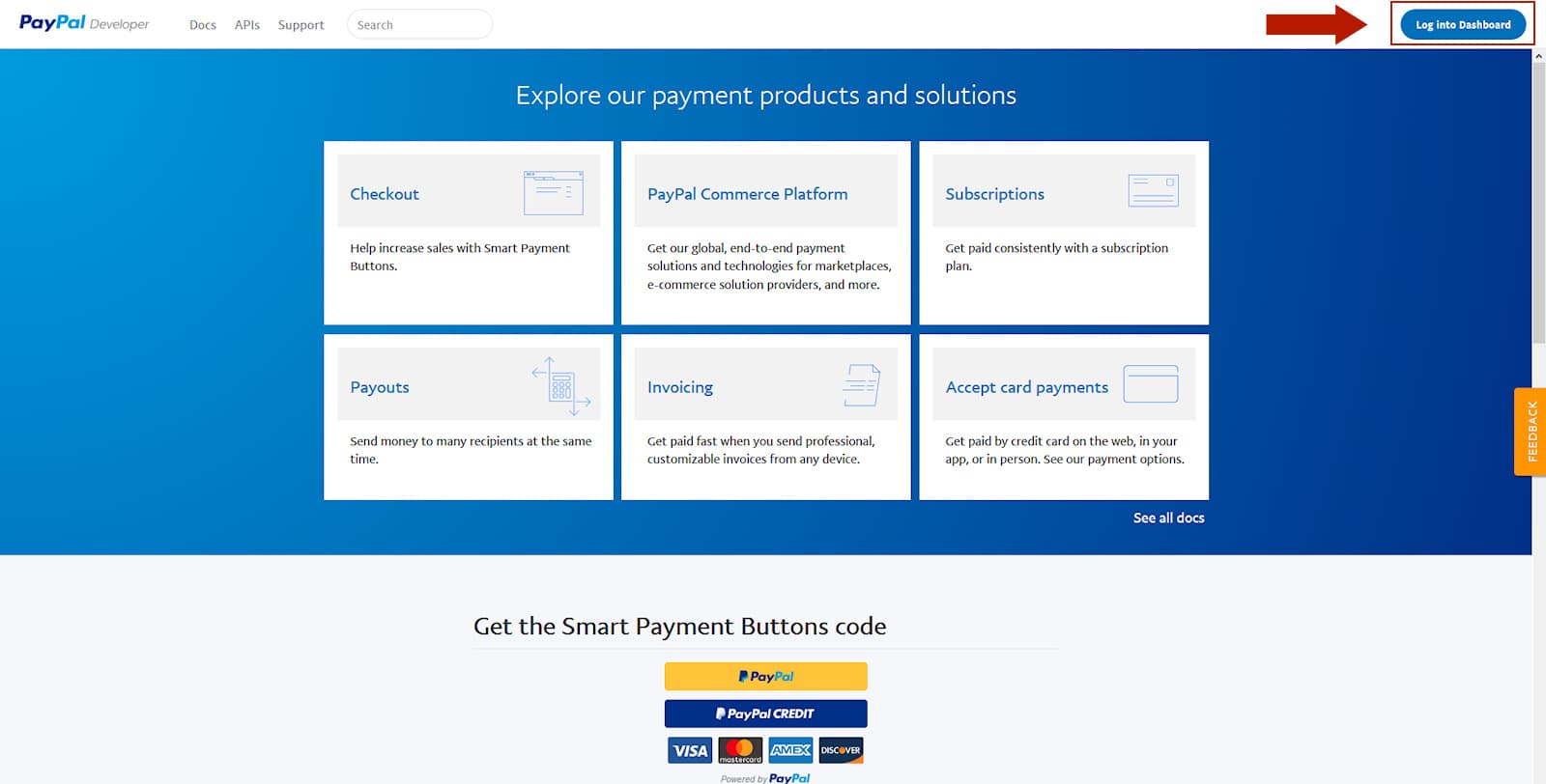 Paypal Developer Webseite