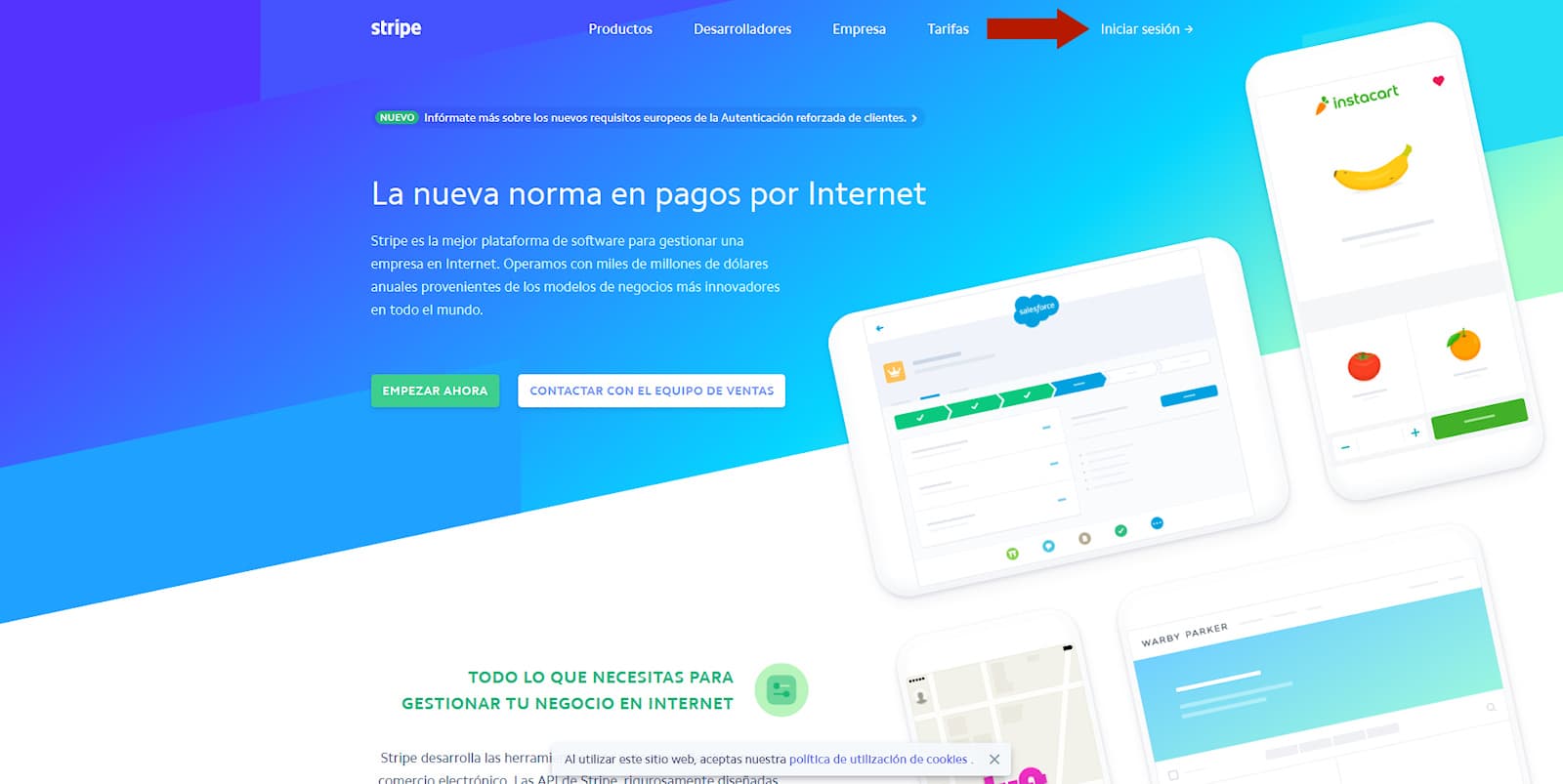 Pagina Web de Stripe