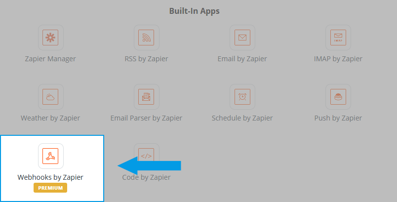 Select Webhooks by Zapier