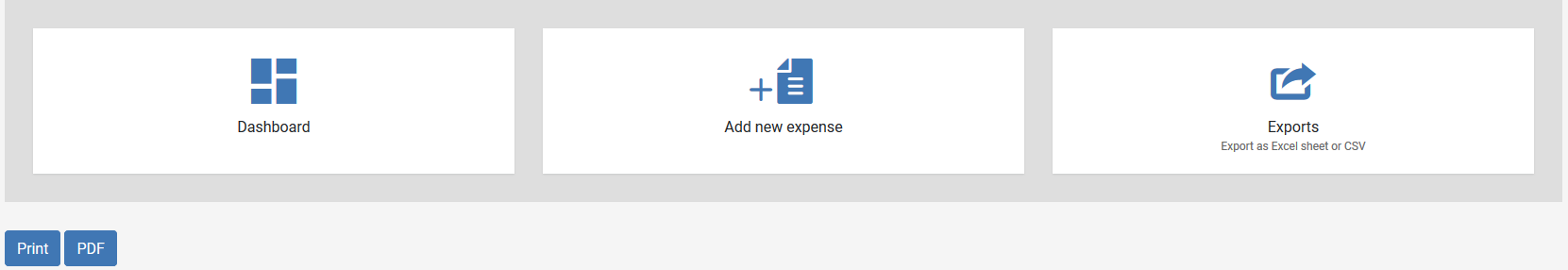 Expenses menu