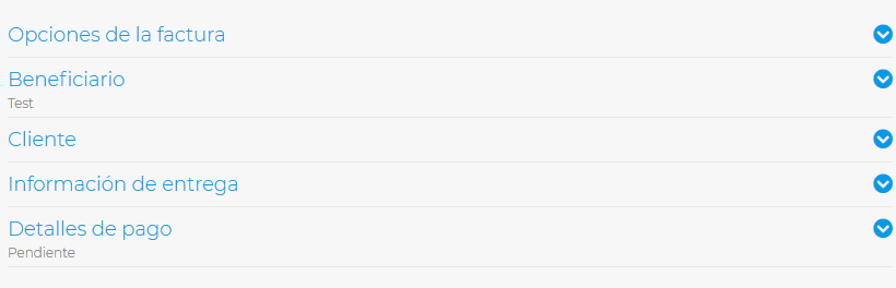 Opciones de factura