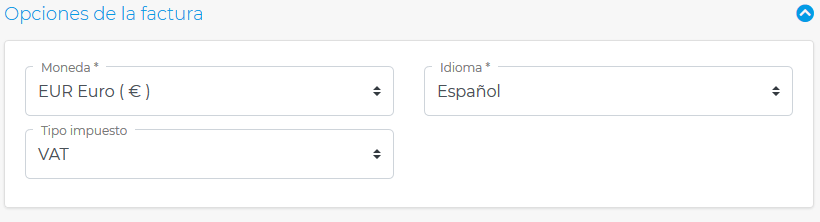 Opciones de factura