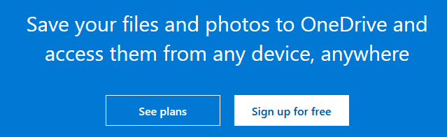 Create OneDrive account Step 1