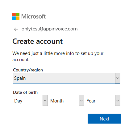 Create OneDrive account Step 5