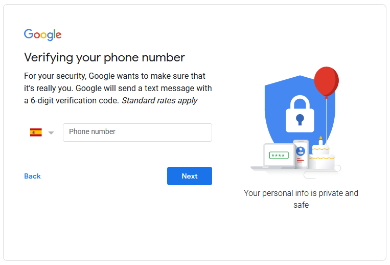 Google Drive Phone verification