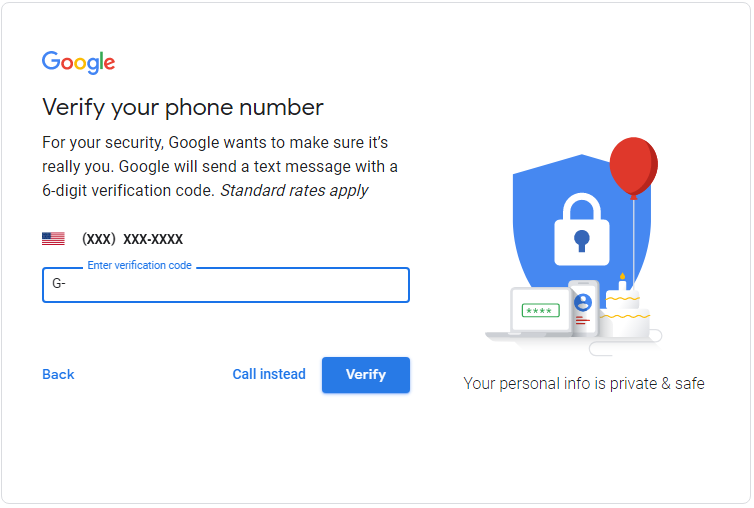 Google Drive enter verification code