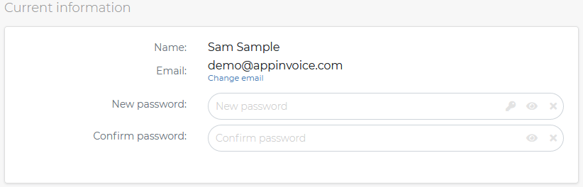 Appinvoice change password