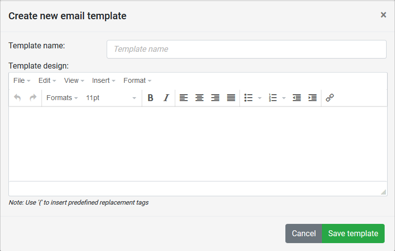 Create new Email template