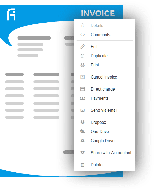 Invoice menu